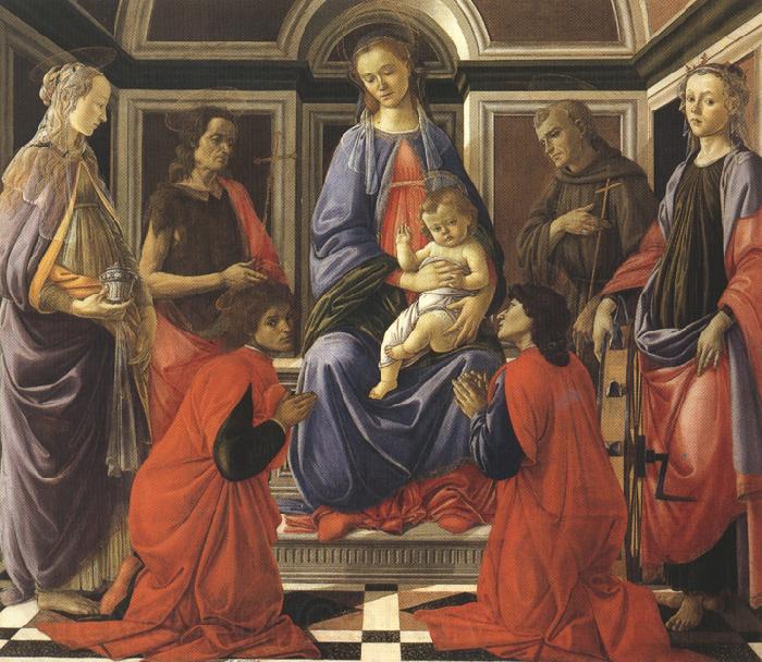 Sandro Botticelli Madonna enthroned with Child and Saints (mk36) Spain oil painting art
